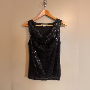 Elegant Black Sequin Sleeveless Top